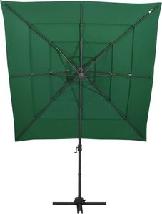 vidaXL 4-poziomowy parasol na aluminiowym słupku, zielony, 250x250 cm 4