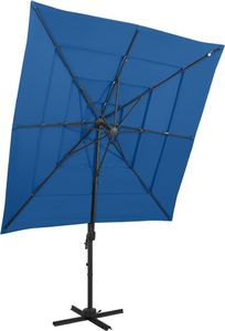 vidaXL 4-poziomowy parasol na aluminiowym słupku, lazurowy, 250x250 cm 1