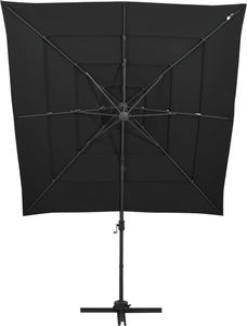 vidaXL 4-poziomowy parasol na aluminiowym słupku, czarny, 250x250 cm 3