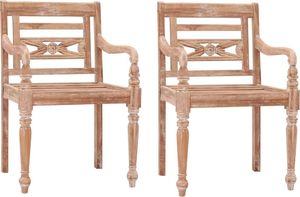 vidaXL Krzesła Batavia, 2 szt., bielone, lite drewno tekowe 1