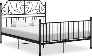 vidaXL Rama łóżka, czarna, metal i sklejka, 140 x 200 cm 1