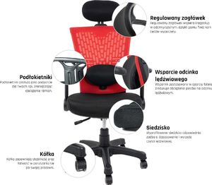 Krzesło biurowe Artnico Mesh B30 Czarno-czerwone 4