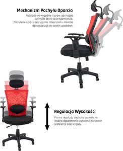 Krzesło biurowe Artnico Mesh B30 Czarno-czerwone 7