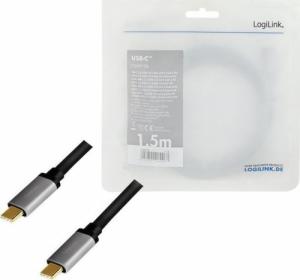 Kabel USB LogiLink USB-C - USB-C 1.5 m Czarno-srebrny (CUA0106) 4