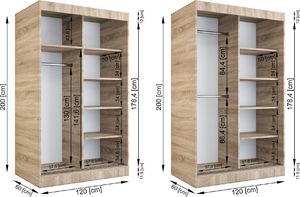 MKPOL Szafa przesuwna MODUO COMFORT 120 antracyt z listwami 6