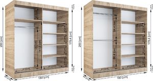 MKPOL Szafa przesuwna MODUO COMFORT 180 antracyt z dwoma lustrami 5