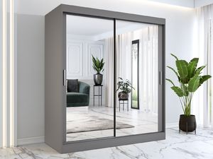 MKPOL Szafa przesuwna MODUO COMFORT 180 antracyt z dwoma lustrami 6