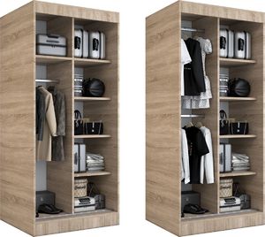 MKPOL Szafa przesuwna MODUO COMFORT 90 antracyt/biała mat z listwami 2