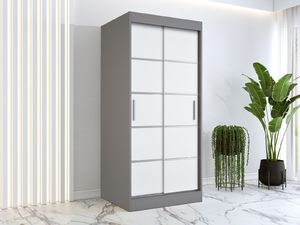 MKPOL Szafa przesuwna MODUO COMFORT 90 antracyt/biała mat z listwami 5