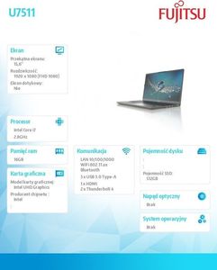 Laptop Fujitsu LifeBook U7511 (PCK:U7511MP7DMPL) 3