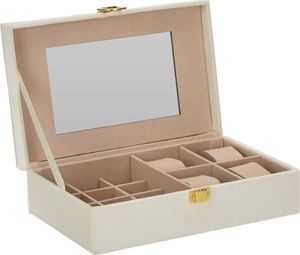 Home Styling Collection Białe pudełko na biżuterię, zamykany organizer na zegarki, szkatułka, kuferek, etui 1