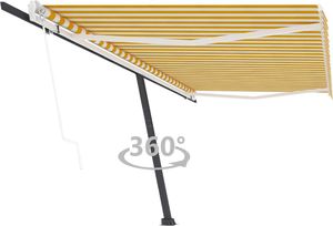 vidaXL Wolnostojąca, automatyczna markiza, 500x300 cm, żółto-biała 1
