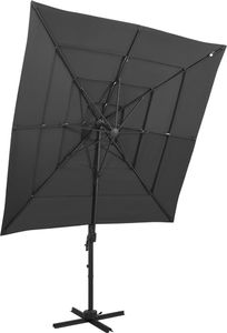 vidaXL 4-poziomowy parasol na aluminiowym słupku, antracyt, 250x250 cm 1