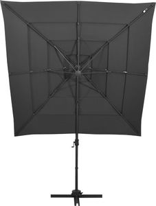 vidaXL 4-poziomowy parasol na aluminiowym słupku, antracyt, 250x250 cm 3