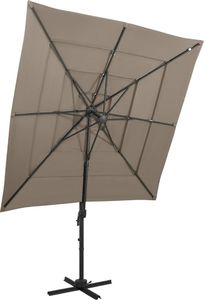 vidaXL 4-poziomowy parasol na aluminiowym słupku, taupe, 250x250 cm 1