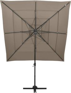 vidaXL 4-poziomowy parasol na aluminiowym słupku, taupe, 250x250 cm 3
