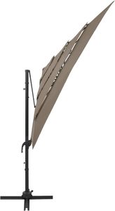 vidaXL 4-poziomowy parasol na aluminiowym słupku, taupe, 250x250 cm 4