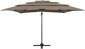 vidaXL 4-poziomowy parasol na aluminiowym słupku, taupe, 250x250 cm 7