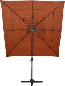 vidaXL 4-poziomowy parasol na aluminiowym słupku, terakota, 250x250 cm 3