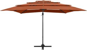 vidaXL 4-poziomowy parasol na aluminiowym słupku, terakota, 250x250 cm 4