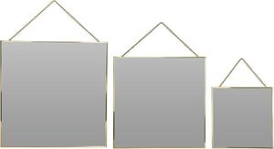 Vilde Kwadratowe lustro na łańcuszku w złotej metalowej ramie 3 sztuki 4