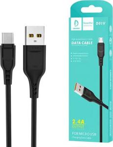 Kabel USB Denmen USB-A - microUSB 1 m Czarny (29348) 2