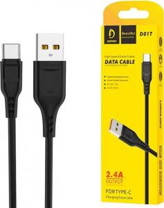 Kabel USB Denmen USB-A - USB-C 1 m Czarny (29349) 2