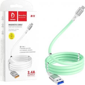Kabel USB Denmen USB-A - USB-C 1 m Miętowy (29366) 1