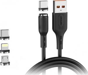 Kabel USB Denmen USB-A - USB-C + microUSB + Lightning 1 m Czarny (29367) 1