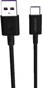 Kabel USB Denmen USB-A - USB-C 1 m Czarny (29369) 1