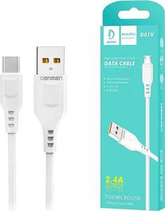 Kabel USB Denmen USB-A - microUSB 1 m Biały (29345) 2