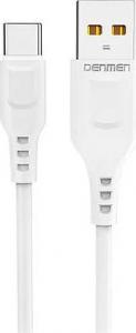 Kabel USB Denmen USB-A - USB-C 1 m Biały (29346) 1