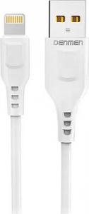 Kabel USB Denmen USB-A - Lightning 1 m Biały (29347) 1