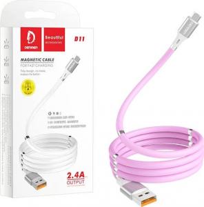 Kabel USB Denmen USB-A - USB-C 1 m Różowy (29363) 1