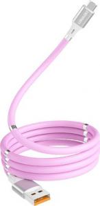 Kabel USB Denmen USB-A - USB-C 1 m Różowy (29363) 2