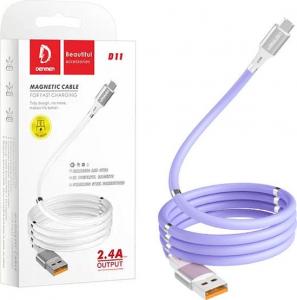 Kabel USB Denmen USB-A - USB-C 1 m Fioletowy (29364) 1