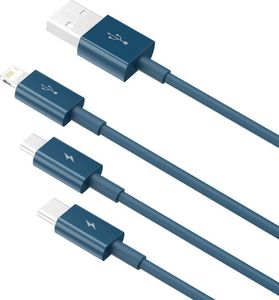 Kabel USB Baseus USB-A - miniUSB + microUSB + Lightning + USB-C 1.5 m Niebieski (CAMLTYS-03) 4