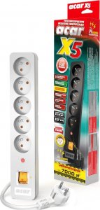 Listwa zasilająca Acar X5 przeciwprzepięciowa 5 gniazd 5 m biała (W0175) 2