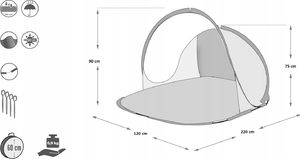 Jack Mors Namiot Plażowy Samorozkładający Filtrem Uv 220X120 11