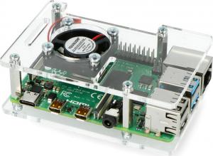 Gravlaser Obudowa do Raspberry Pi 4B/3B+/3B/2B otwarta z wentylatorem - przezroczysta 2