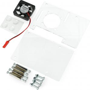 Gravlaser Obudowa do Raspberry Pi 4B/3B+/3B/2B otwarta z wentylatorem - przezroczysta 4