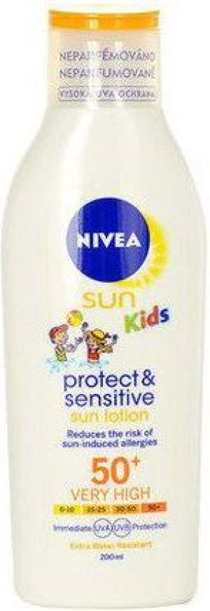 Nivea Sun Kids Protect & Sensitive Sun Lotion SPF50 Mleczko do opalania 200ml 1