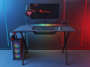 Biurko Genesis Holm 300 RGB Czarne 120 cmx60 cm + Nitro 770 Czarno-czerwony (NFG-0751) 9