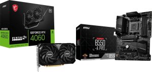 Karta graficzna MSI GeForce RTX 4060 Ventus 2X Black OC 8GB GDDR6 + MSI B550-A PRO 1