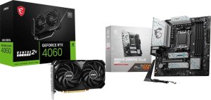 Karta graficzna MSI GeForce RTX 4060 Ventus 2X Black OC 8GB GDDR6 + MSI B650M GAMING PLUS WIFI 1