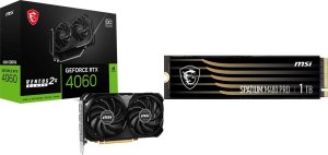 Karta graficzna MSI GeForce RTX 4060 VENTUS 2X BLACK 8G OC + Spatium M480 Pro 1TB M.2 2280 PCI-E x4 Gen4 NVMe 1