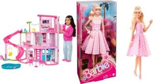 Mattel Dreamhouse Dom Marzeń (2023) (HMX10) + lalka Margot Robbie jako Barbie (różowa sukienka) HPJ96 1