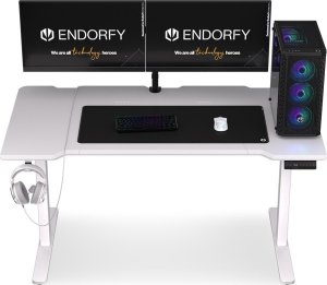 Biurko Endorfy Biurko Endorfy Atlas L Electric Białe 150 cmx78 cm + Uchwyt na monitor Atlas Single Onyx White 16