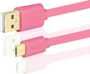 Kabel USB Axagon HQ Kabel Micro USB <-> USB A, różowy, 0.5 m (BUMM-AM05QP) 1