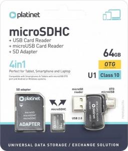 Karta Platinet MicroSDHC 64 GB Class 10 UHS-I/U1  (PMMSD64CR4) 1